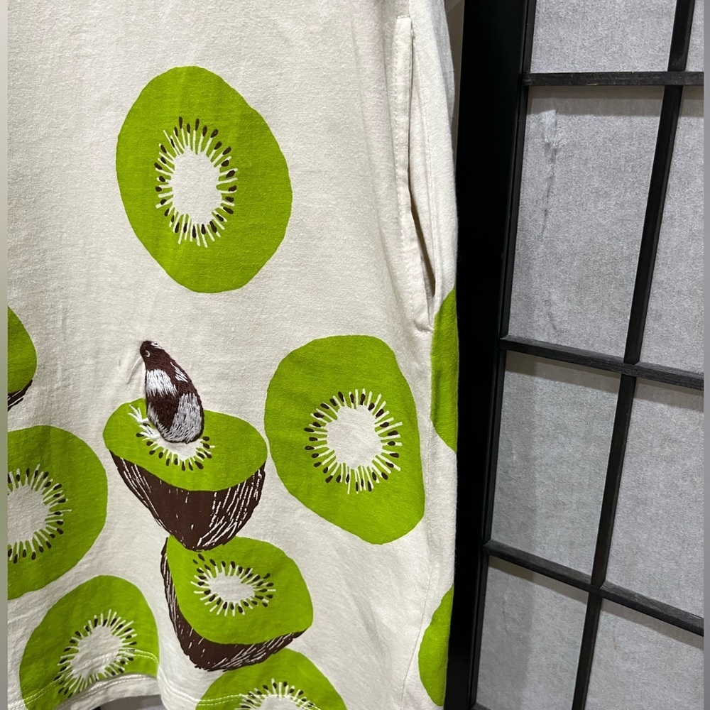 VINTAGE GRANIPH Kiwi Print Cream A-LINE SHORT SLEEVES TEE SHIRT Dress, SIZE S/M - Picture 7 of 10